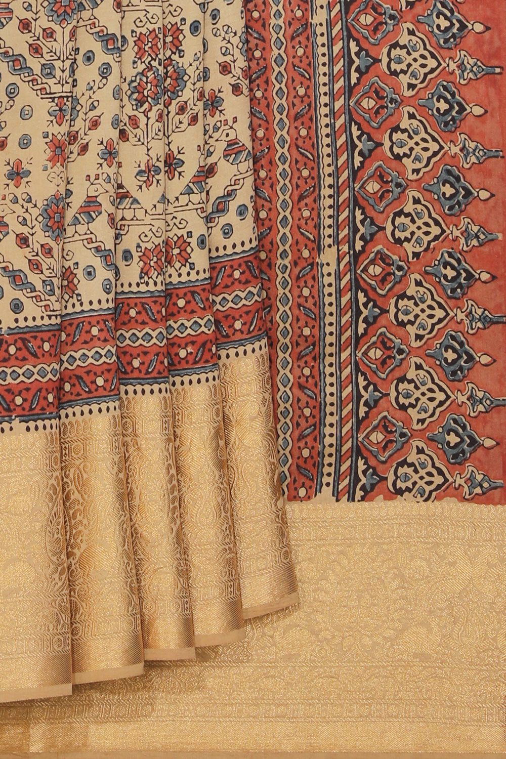 Image of Ajrakh Modal Silk Saree